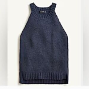 J.Crew Women's Navy Blue Cotton Sleeveless Round Neck Knit Top Size Medium